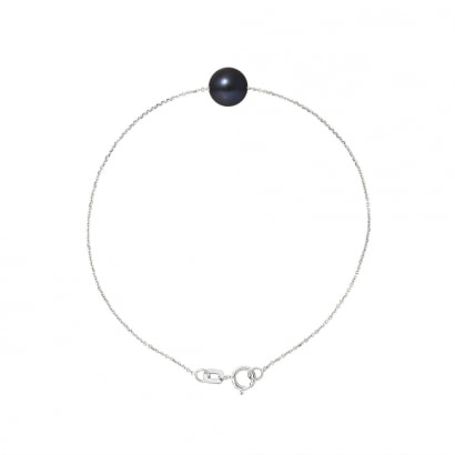 Bracelet Perle de culture Noire et Or Blanc 750/1000
