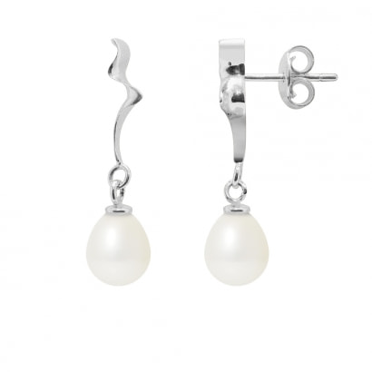 Orecchini di perle coltivate bianche e oro bianco 375/1000
