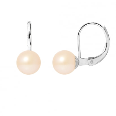 Pink Freshwater Pearls Earrings and white gold 375/1000