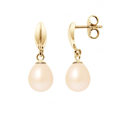 Pink Freshwater Pearls Earrings and yellow gold 375/1000