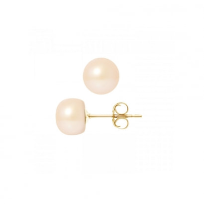 Natural Pink Freshwater Pearl Earrings and yellow gold 750/1000 M2
