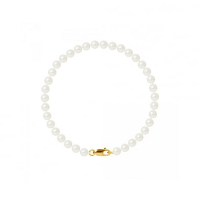 Bracelet Perles de culture Blanches 5-6 mm et Fermoir Or jaune 750/1000