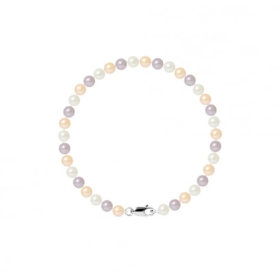 Bracelet Perles de culture Multicolores 5-6 mm et Fermoir Or Blanc 750/1000