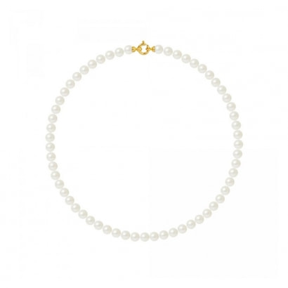 White Freshwater Pearl Necklace 6-7 mm and 750/1000 Yellow Gold Clasp