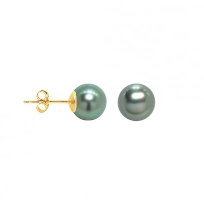 8 mm Tahitian Pearls Earrings and yellow gold 750/1000 0,3 gr