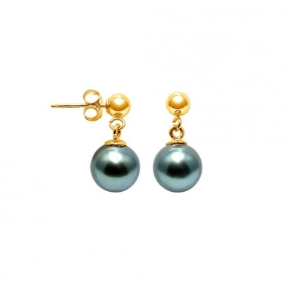8 mm Tahitian Pearls Earrings and yellow gold 750/1000 0,75 gr