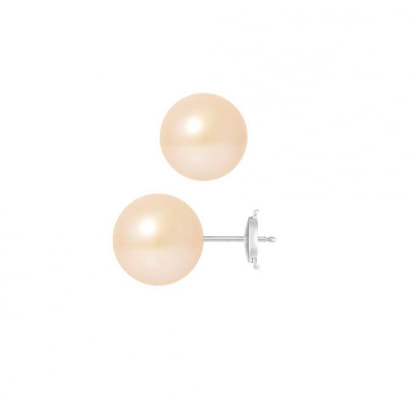 Orecchini di perle coltivate Rosa 12 mm e oro Bianco 750/1000
