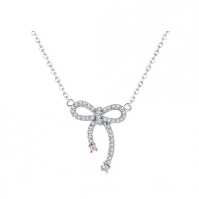 Necklace Knot made with White and Pink Crystal from Swarovski and 925 Silver