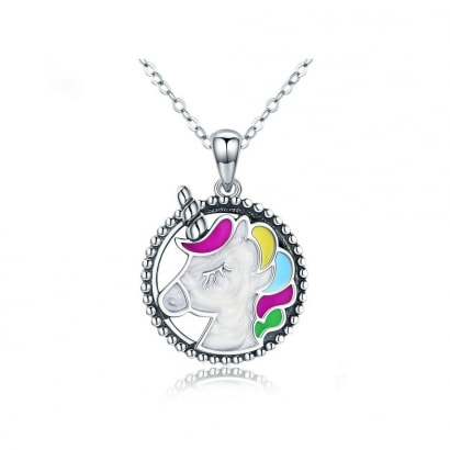 Unicorn Pendant in Multicolor Enamel and 925 Silver