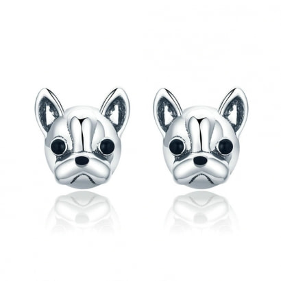 Bulldog dog 925 Silver Earrings