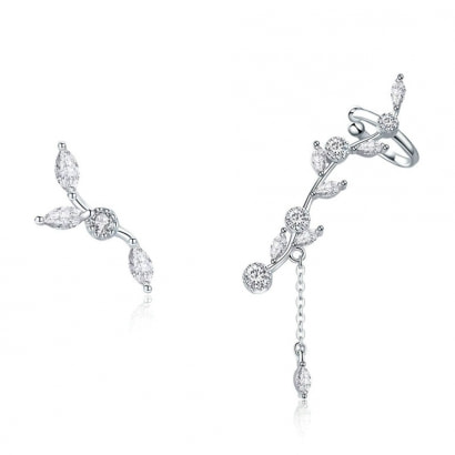 Flower Earrings made with White Crystal from Swarovski and 925 Silver