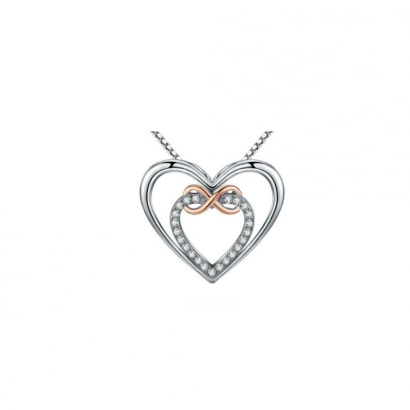 Herz und Unendlichkeit Halskette mit Weiß Swarovski-Kristall und Silber 925