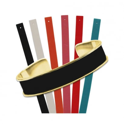 Gold bangle bracelet - 6 UNI silicone stripes