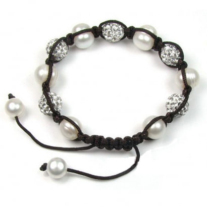 Bracelet Shamballa en perles d'eau douce Blanc