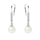 Boucles d'Oreilles Pendantes Perles de Culture Blanches, Diamants et Or Blanc 750/1000