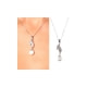 White Mother of Pearl Imitation Pearl Double Leaves Pendant and 925 Silver