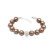 Golden Brown Pearls White Crystal Bead and 925 Silver Bracelet 