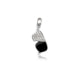White Crystal and Black Enamel Glasses Charms Bead and 925 Silver
