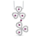 0.75 cts Ruby and White Cubic Zirconia Necklace and 925 Sterling Silver