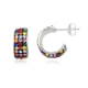 Multicolor Crystal Half-Hoop Earrings and 925 Silver