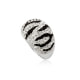 Zebra-Kuppel-Ring reiner, schwarz-weißer Kristall und 925-Sterlingsilber