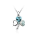 Clover Pendant made with a Clear Blue  Crystal from Swarovski