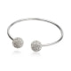 925 Silver Bangle Bracelet and White Crystal Beads