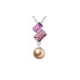 Parure Collier Boucles d'Oreilles Perle et Cristal de Swarovski Elements Rose et Plaqué Rhodium