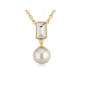 White Pearl and Swarovski Crystal Elements Pendant y Yellow Gold Plated
