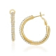 White Swarovski Crystal Elements Bracelet and Hoop Earrings Set and yellow Gold plated