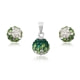 Green Crystal Pendant and Earrings Set and 925 Silver