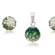Green Crystal Pendant and Earrings Set and 925 Silver