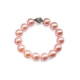Pink Imitation pearls in reconstituted mother-of-pearl Bracelet and Silver Fower Clasp