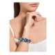 Blue Pearls and Rhodium Plated 3 Rows Bracelet 