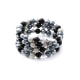 Bracelet 3 Rangs en Perles Noires et Plaqué Rhodium
