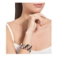 3-Rang-Armband, rhodiumüberzogen mit braunen Perlen