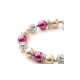 Bracelet 1 Rang en Perles Orange et Rose, Cristal et Plaqué Rhodium