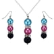 Schmuckset: Halskette und Hänge-Ohrringe mit mehrfarbigenn Perlen und weißen Kristallen