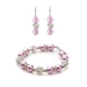 Pink Pearls, Crystal Bracelet and Earrings Set  