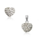 White Crystal Heart Pendant and Earrings Set and 925 Silver