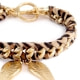 Ettika - Bracelet Ailes en Or Jaune et Coton Rubans Tressés Imprimé Leopard