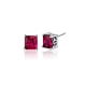 3 cts Princess Cut Ruby and Sterling Silver Earrings