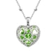 Green Swarovski Crystal Elements Heart Pendant and Rhodium Plated