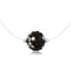 Black and White Crystal Bead Inivisble Nylon Necklace and Silver