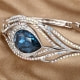 Blue Swarovski Crystal Elements Peacock Feather Bangle Bracelet 