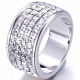 White Swarovski Crystal Elements Ring  and Rhodium Plated  - Size 7