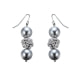 Schmuckset: Halskette und Hänge-Ohrringe mit silbernen Perlen und weißen Kristallen