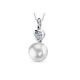 White Freshwater Pearl and Cubic Zirconia Heart Pendant and 925 Silver