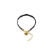 Yellow Gold and Black Leather Football Men Bracelet
