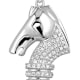 White 76  Swarovski Crystal Cubic Zirconia Horseman Exchequer Pendant and Silver Mounting